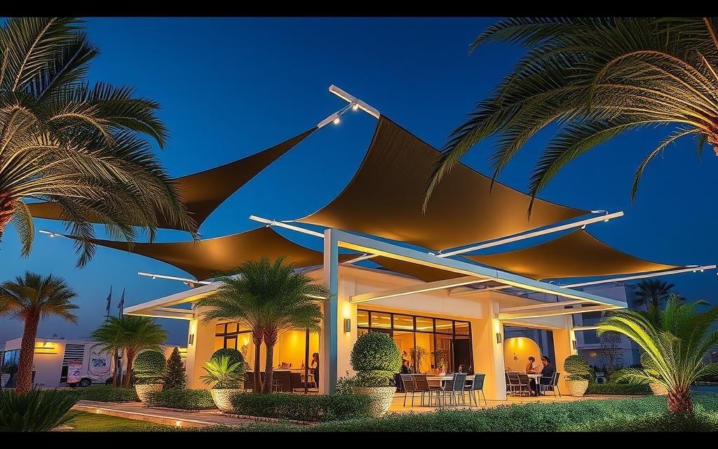 مظلات وسواتر حي الجروف بجازان | تركيب وتصميم متين للفلل والمنازل